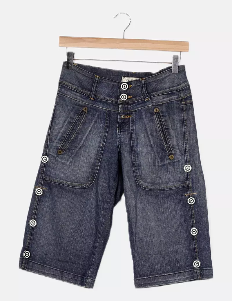 Bershka Bermuda denim azul