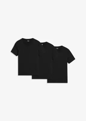 Camiseta con cuello en V (3 unidades) Negro-negro-negro