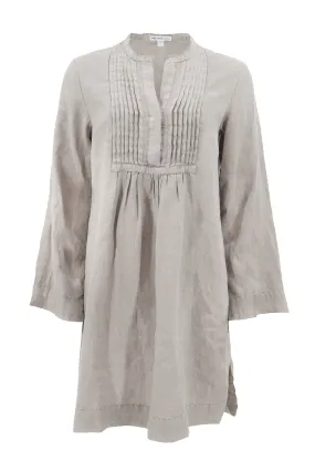 Linen Pin Tuck Dress in Toast Pigment