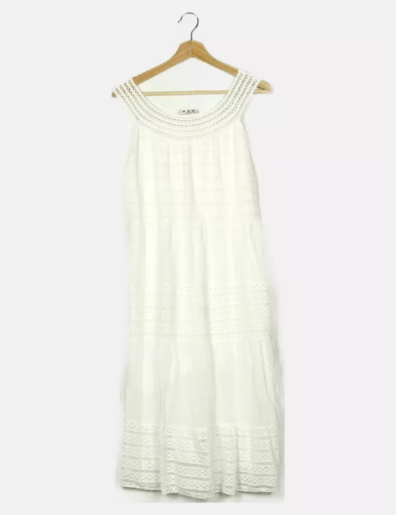 Mango Vestido blanco calado