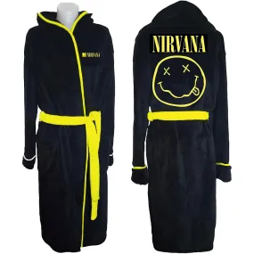 Nirvana unisex bathrobe: yellow happy face