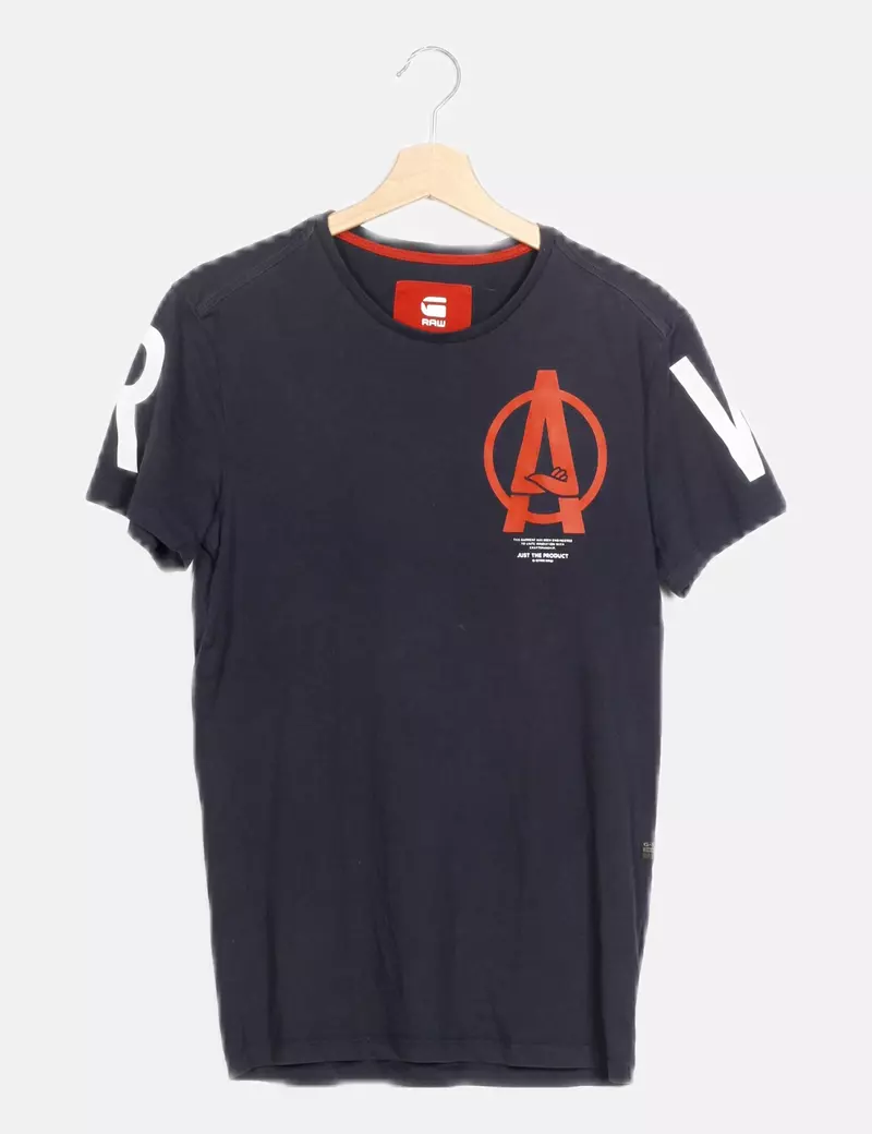 Raw Camiseta azul estampada