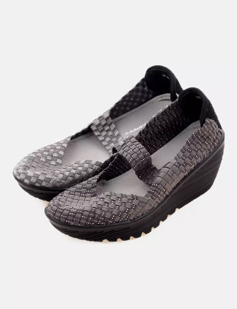 Vicmart Zapato cuña plateado combinado